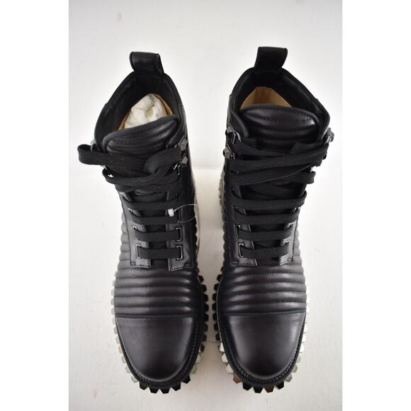 Christian Louboutin Yetota Flat Calf Leather Black Spike Combat Ankle Boot 36.5 - Picture 6 of 11